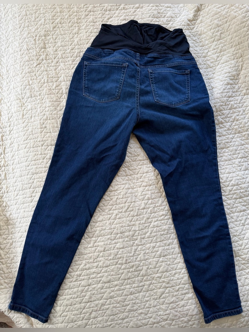 Maternity Dark Blue Denim Jeans with Black Stretch Waistband